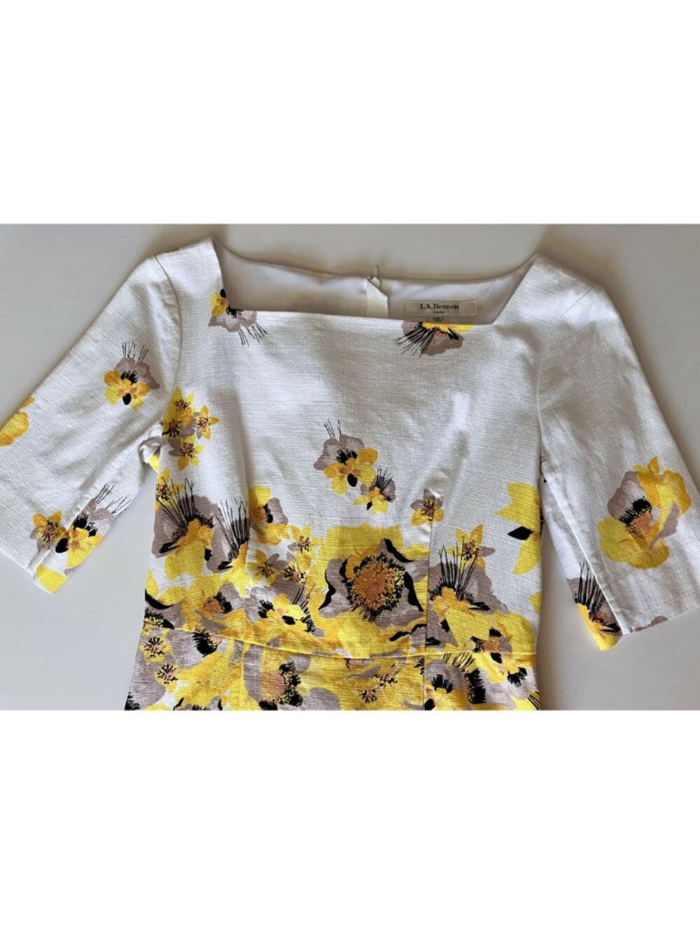 LK Bennett Lasana Poppy Dress Yellow Size 4 - Picture 5 of 8